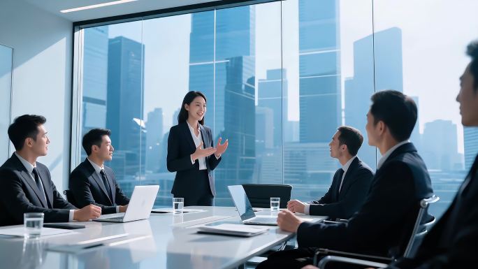 合作商务人士 会议握手谈判签约 精英人士