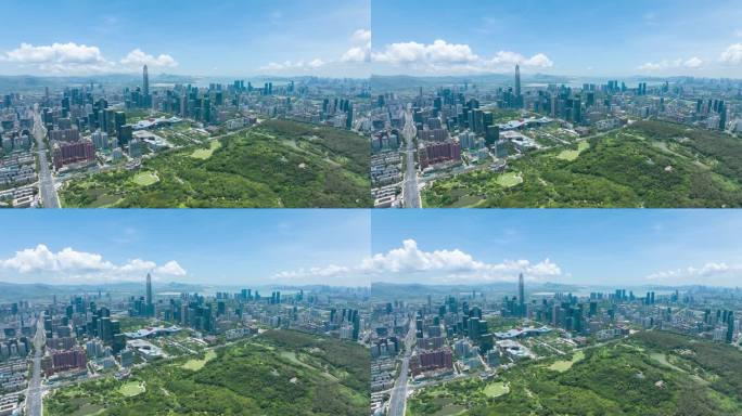 深圳市民中心中轴线福田区航拍延时摄影