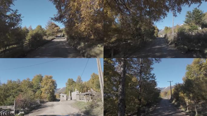 秋天，开车穿过智利南部的乡村公路