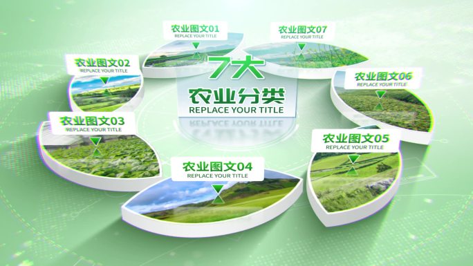 【3-8组】叶子绿色农业饼图分类AE模板