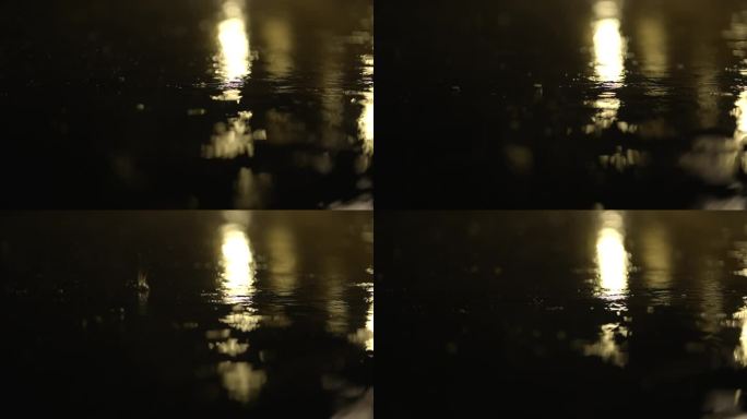 雨夜中的雨滴落在慢动作降雨中