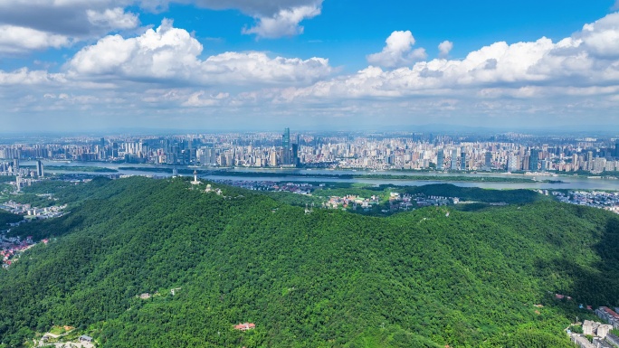 长沙岳麓山城市风光延时航拍