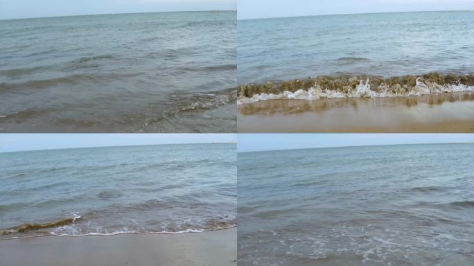 海浪，大海，深蓝的大海，浪花，沙滩，蓝天
