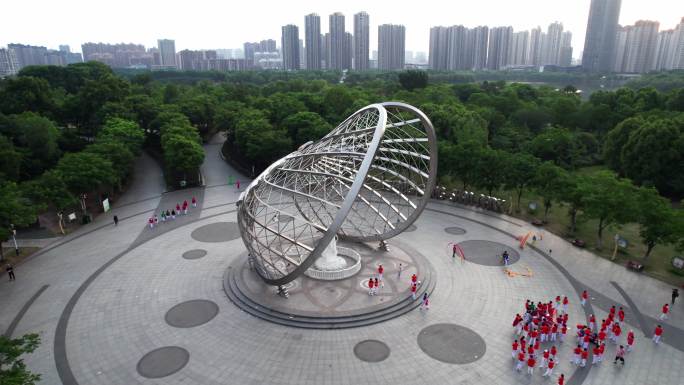 安徽蚌埠张公山公园珍珠女雕塑航拍