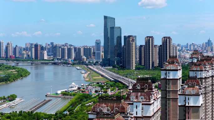 4K 哈尔滨城市风景夏天航拍