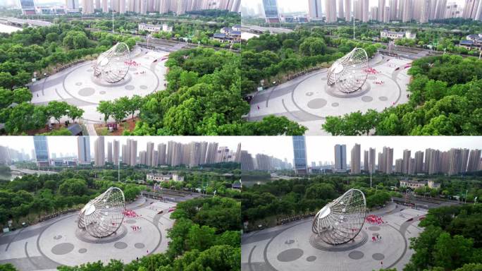 安徽蚌埠张公山公园珍珠女雕塑航拍