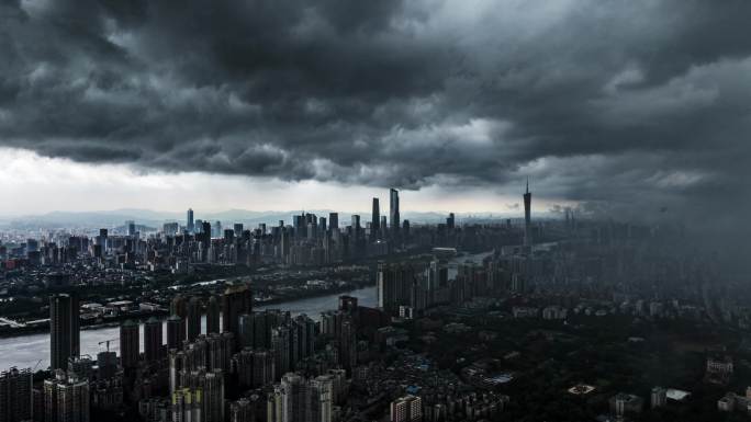 广州台风乌云暴雨延时