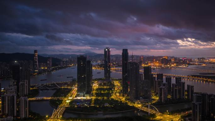 4k航拍横琴蓝调延时摄影 4段合集
