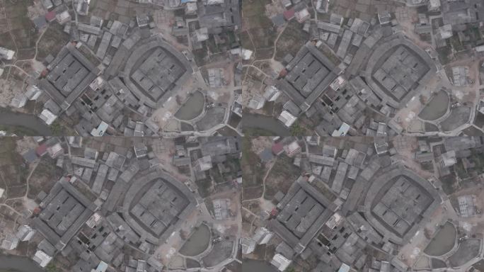 燕翼围 乌石围 客家围屋航拍鸟瞰