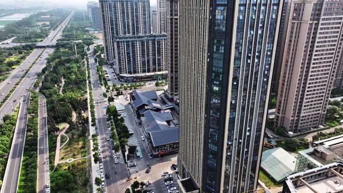 临汾滨河路彩虹龙街正合酒店航拍