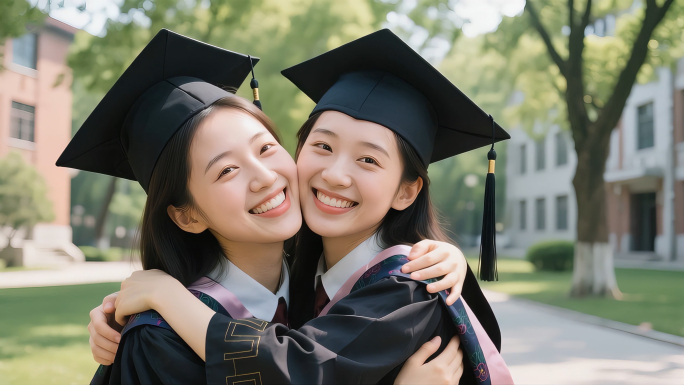 大学毕业季校园生活毕业典礼师生同学合影
