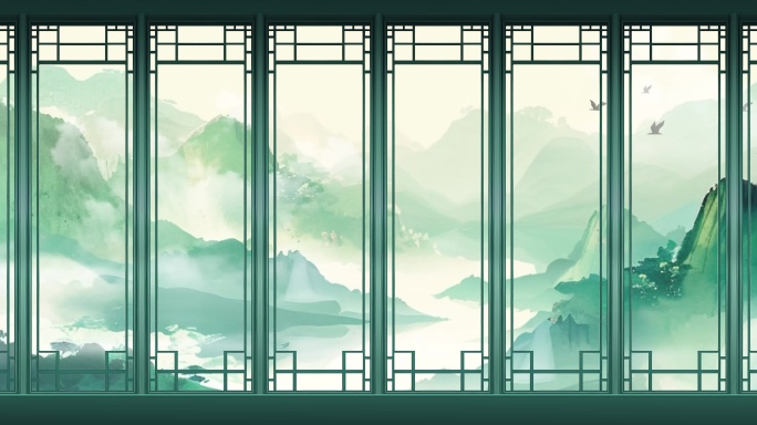 水墨山水意境屏风