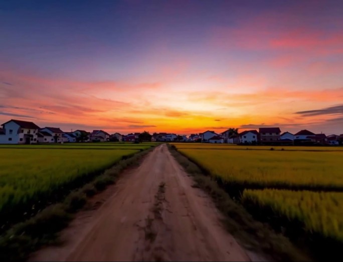 夕阳下田间小路
