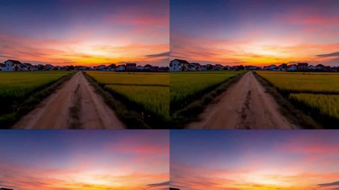 夕阳下田间小路