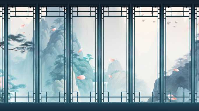 唯国风山水意境屏风