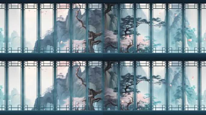 唯国风山水意境屏风