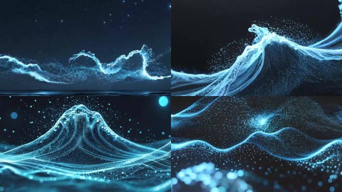 蓝色粒子海流动 舞台背景