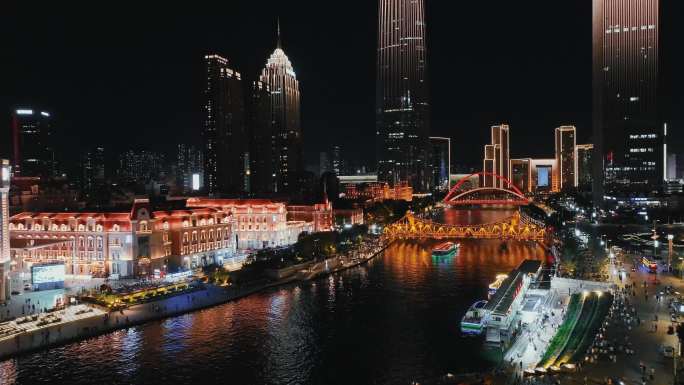2025最新4K天津海河新夜景一镜到底