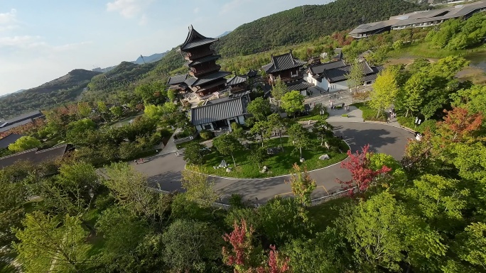 南京江苏园博园苏韵十三园古建筑群穿越机