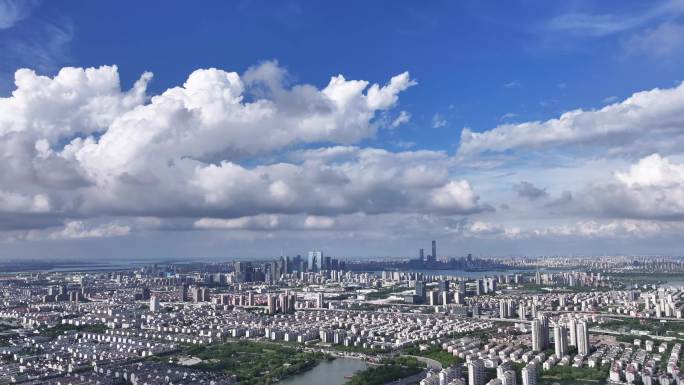 苏州城市天际线航拍