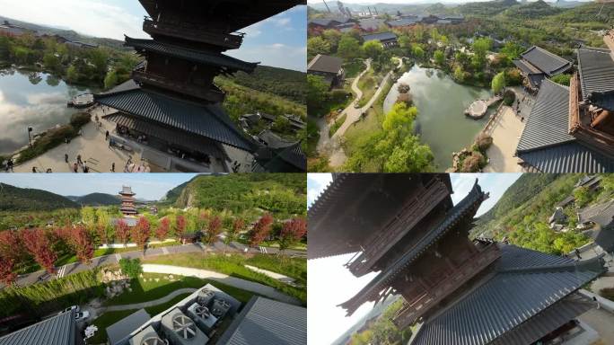 南京江苏园博园苏韵十三园古建筑群穿越机