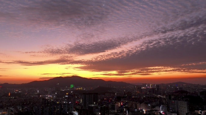 晚霞大范围延时航拍