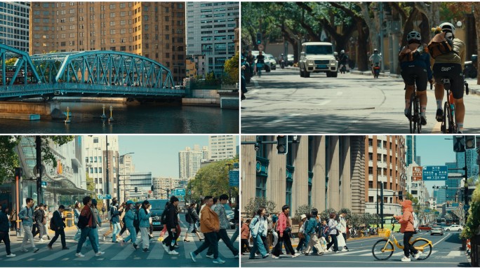 上海街道 交通 公交车