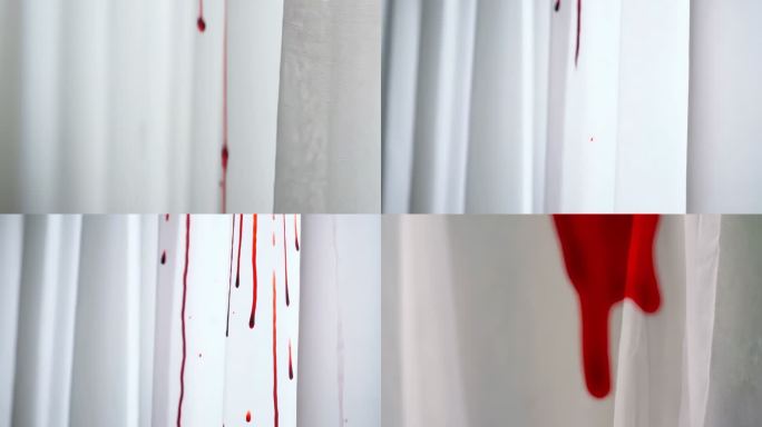 血滴滑落白色幕布