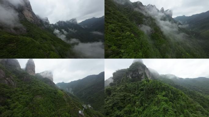 浙江台州神仙居穿越机云雾缭绕壮丽山河自然