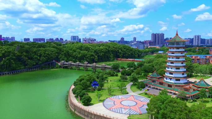 湖南烈士公园潇湘阁航拍