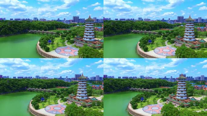 湖南烈士公园潇湘阁航拍