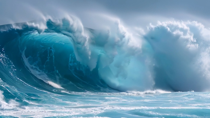 大海壮阔海浪自然力量蓝色海洋波涛汹涌翻滚