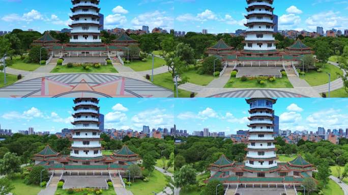 湖南烈士公园潇湘阁航拍