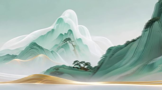 国潮戏曲中国风山水舞台晚会节目背景景视频
