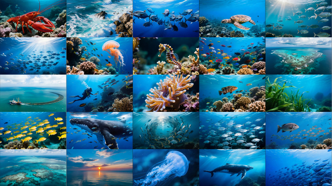 海洋资源捕鱼海洋生物多样性潜水员珊瑚鱼群