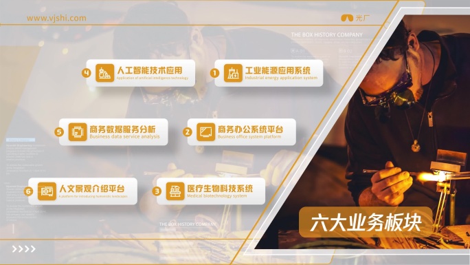 （无插件）简洁金色图文架构文字分类包装