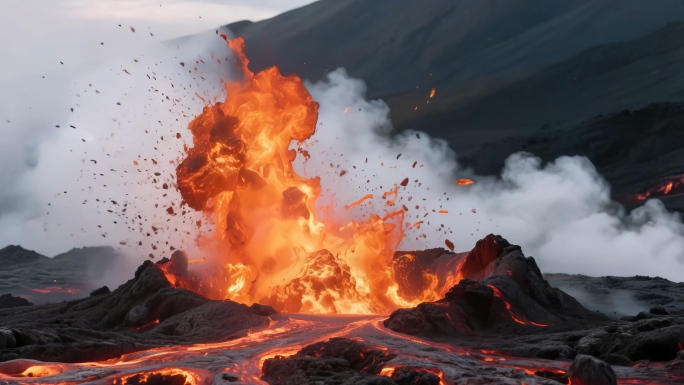 火山喷发 岩浆 火山爆发 岩浆流动