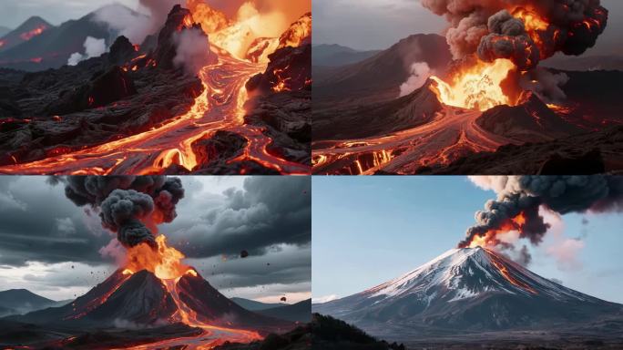 火山喷发 岩浆 火山爆发 岩浆流动
