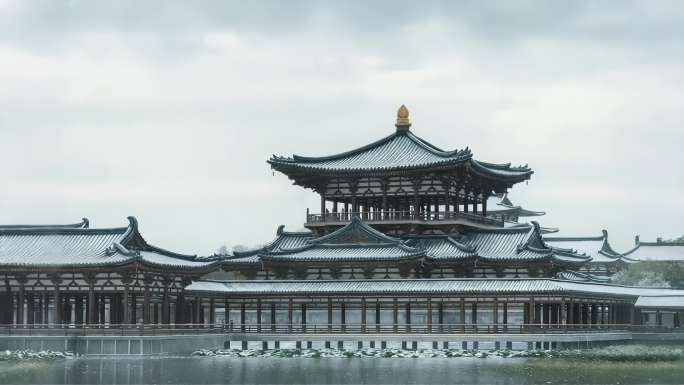 古风建筑夜景灯笼 未央宫 古代宫殿