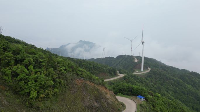 广东省云浮市罗定风车山风力发电机景观