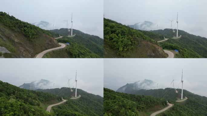 广东省云浮市罗定风车山风力发电机景观