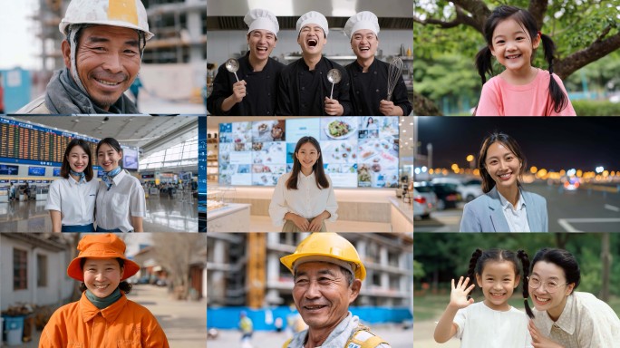 笑脸各行业微笑百姓群像人民群众笑容