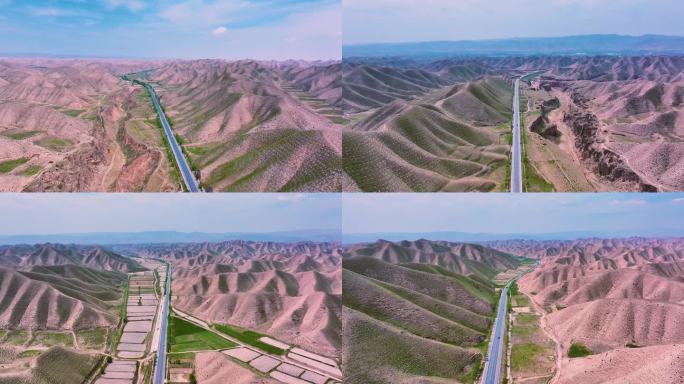 壮丽的荒漠公路航拍