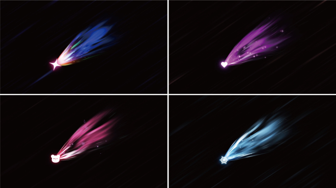 AE动效炫彩流星拖尾闪电爱心雪花视频