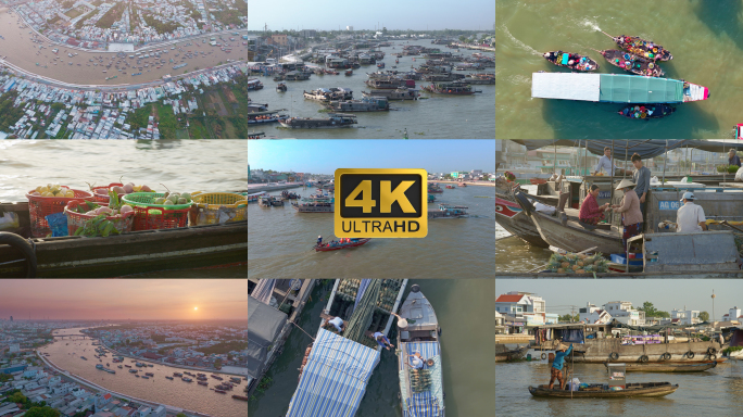 越南湄公河水上交易市场风情