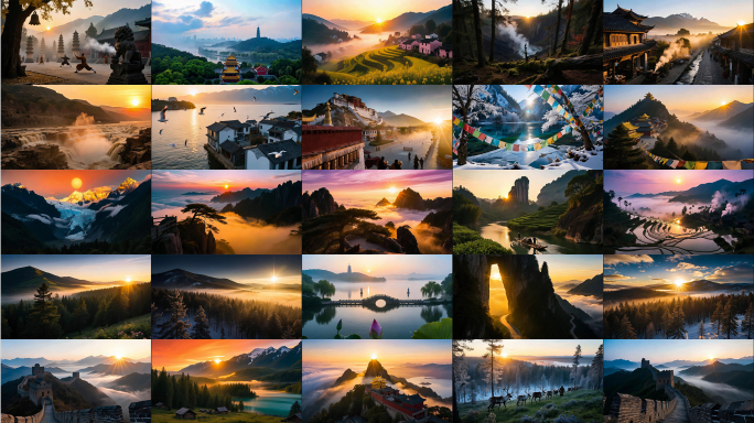 日出日落大好河山景点朝阳夕阳网红打卡点