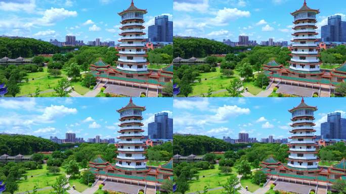 湖南烈士公园潇湘阁航拍