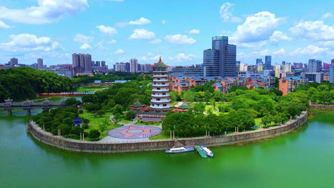 湖南烈士公园潇湘阁航拍