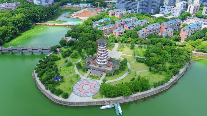 湖南烈士公园潇湘阁航拍