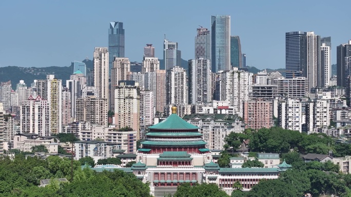 4k重庆人民大礼堂航拍